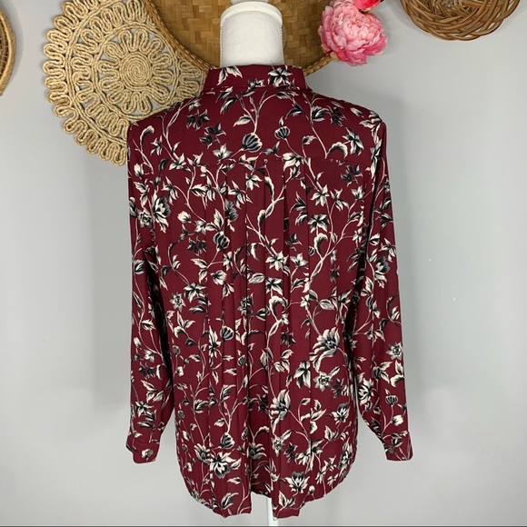J. Jill Floral Pleated Back Shirt SZ PS Petite Collared Flowy Blouse Multicolor - Picture 8 of 12